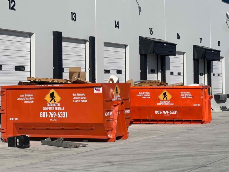 Amazon roll-off dumpster at amazon warehouse